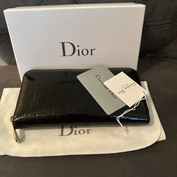 DIOR Black Patent Leather Diorissimo Long Zippy Wallet full inclusion - Picture 1 of 16